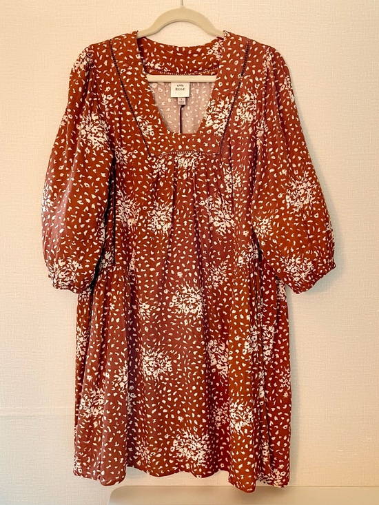 Knox Rose Dresses & Skirts - Warm Rust Western Floral Boho, Cowgirl, Babydoll Smock Dress, NWT